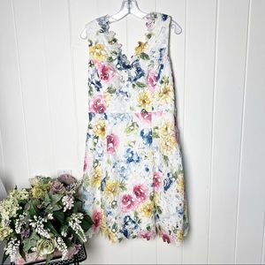 Betsey Johnson Watercolor Floral Lace Overlay Dress